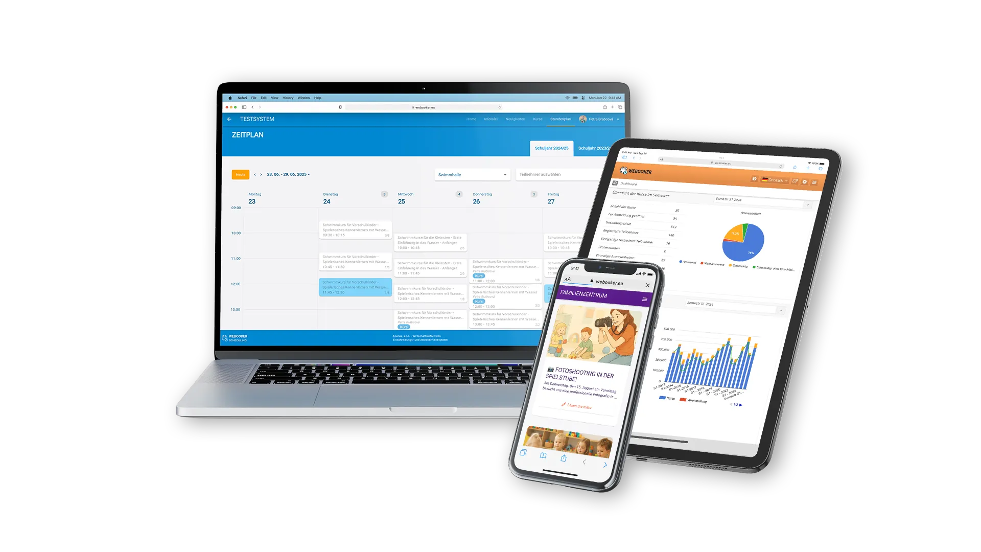 WEBOOKER auf Laptop, Tablet und Smartphone
